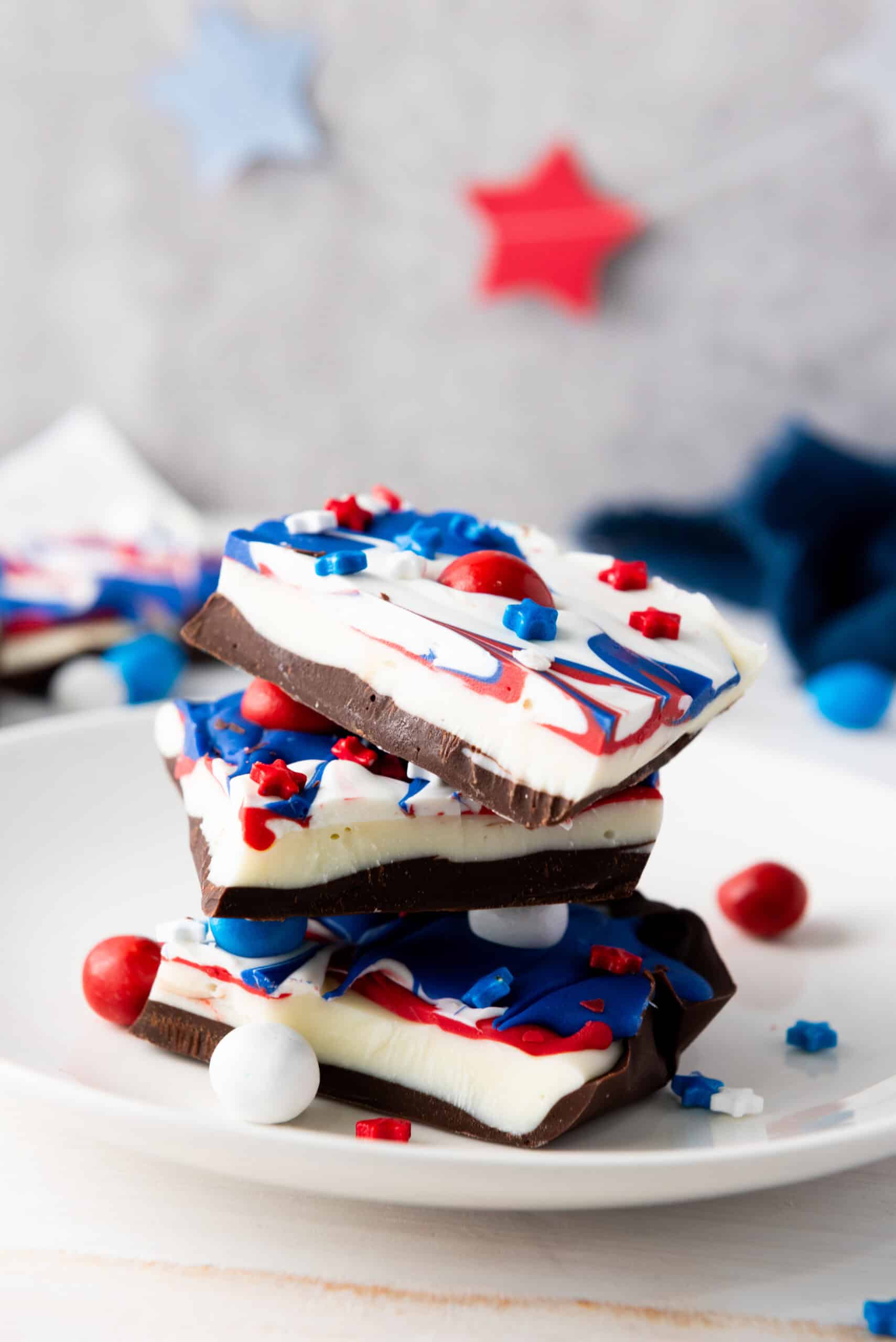 Easy Red White and Blue Chocolate Bark