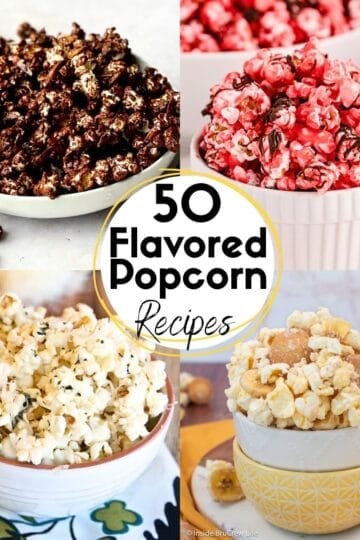 Collage of flavored popcorn recipes.