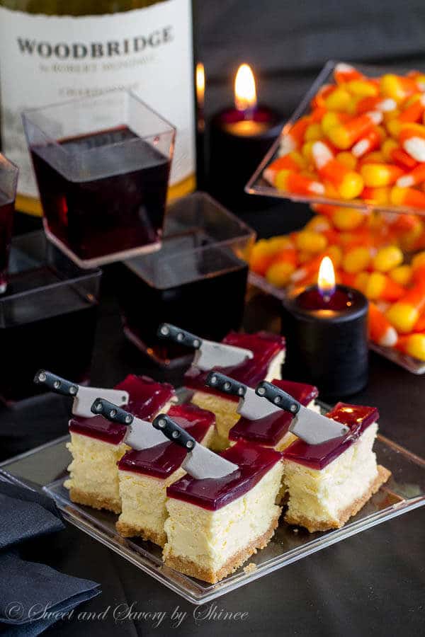 Cheesecake Bars with Wine Gelée