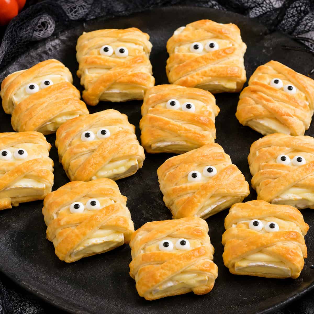 mummy brie bites for a halloween party