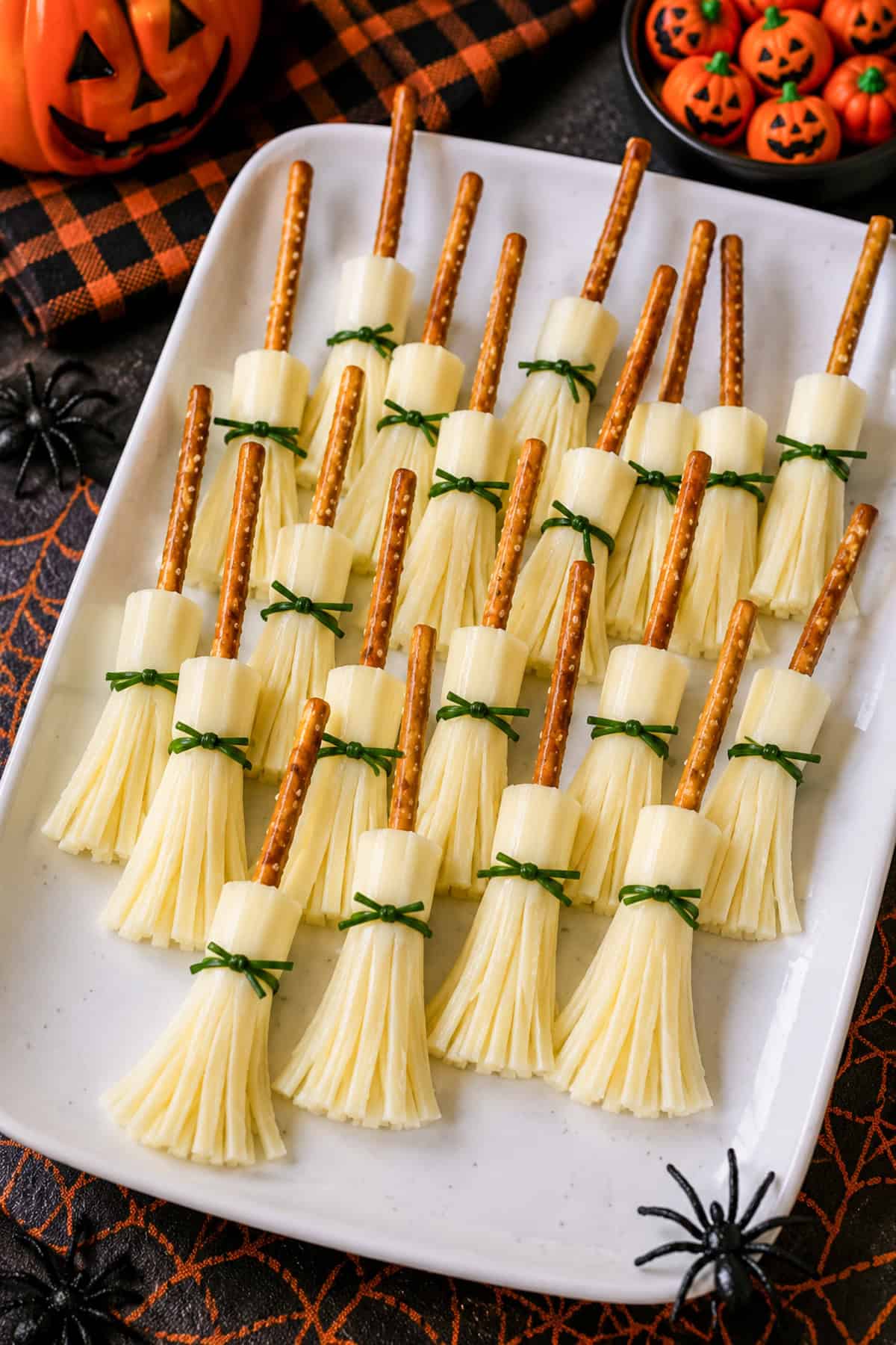 pretzel broomsticks with a stringcheese broom
