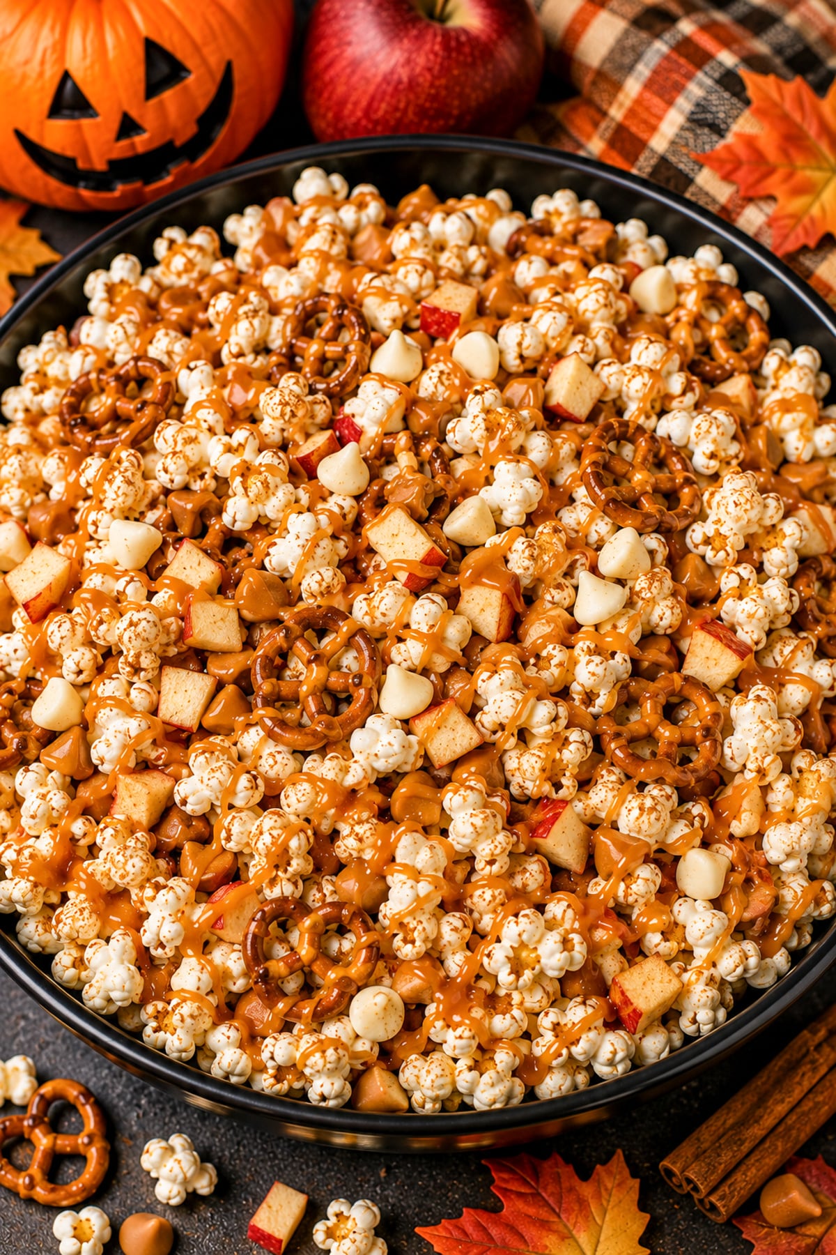caramel apple popcorn mix for halloween