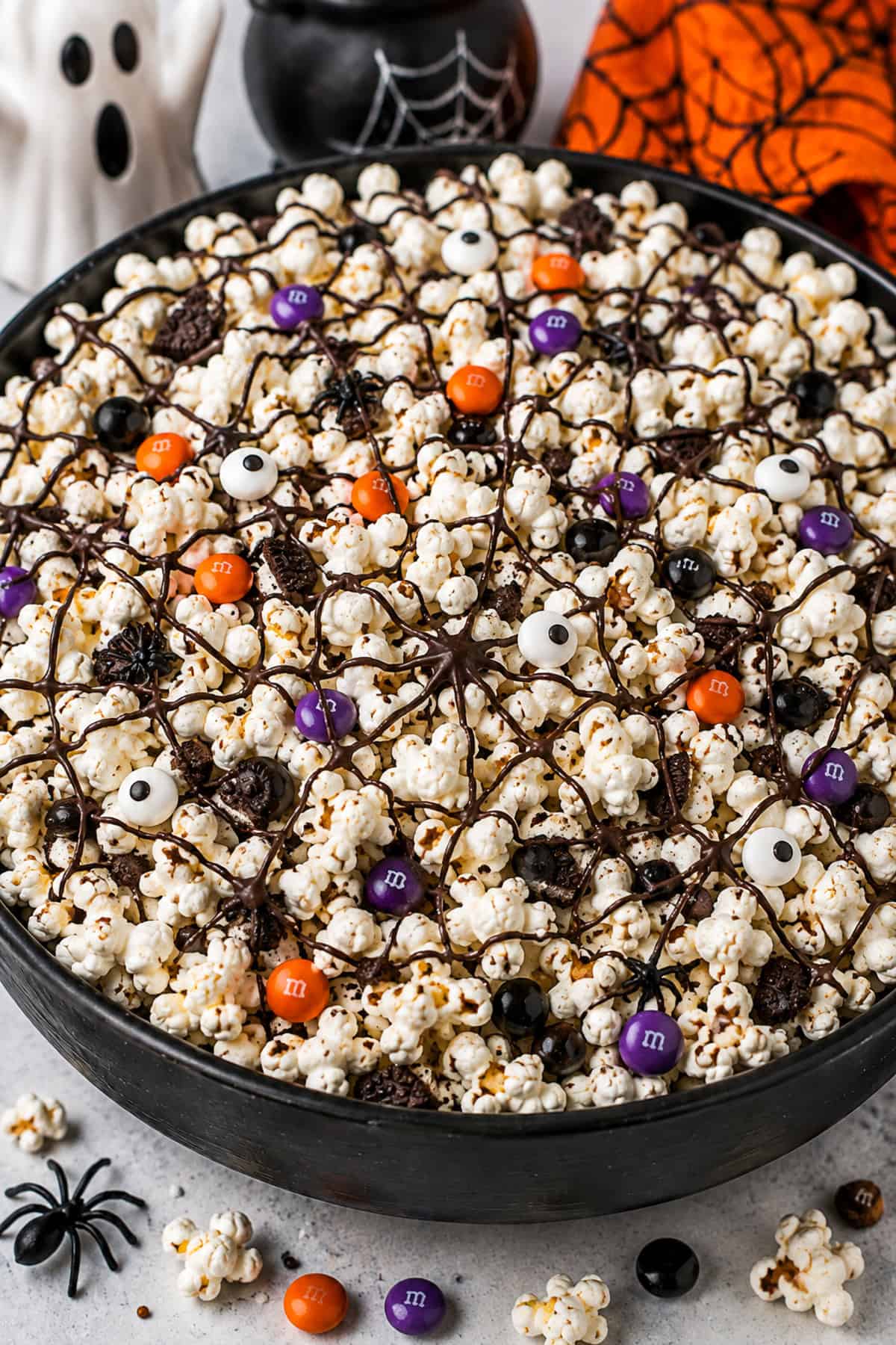 spiderweb popcorn recipe makes a great halloween popcorn mix