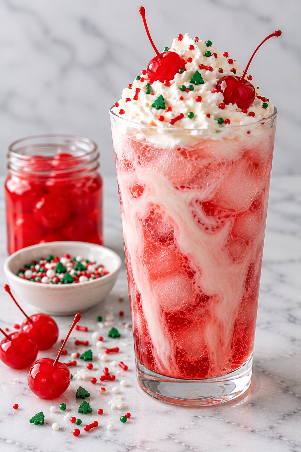 Santa's dirty cherry flavored soda with Sprite