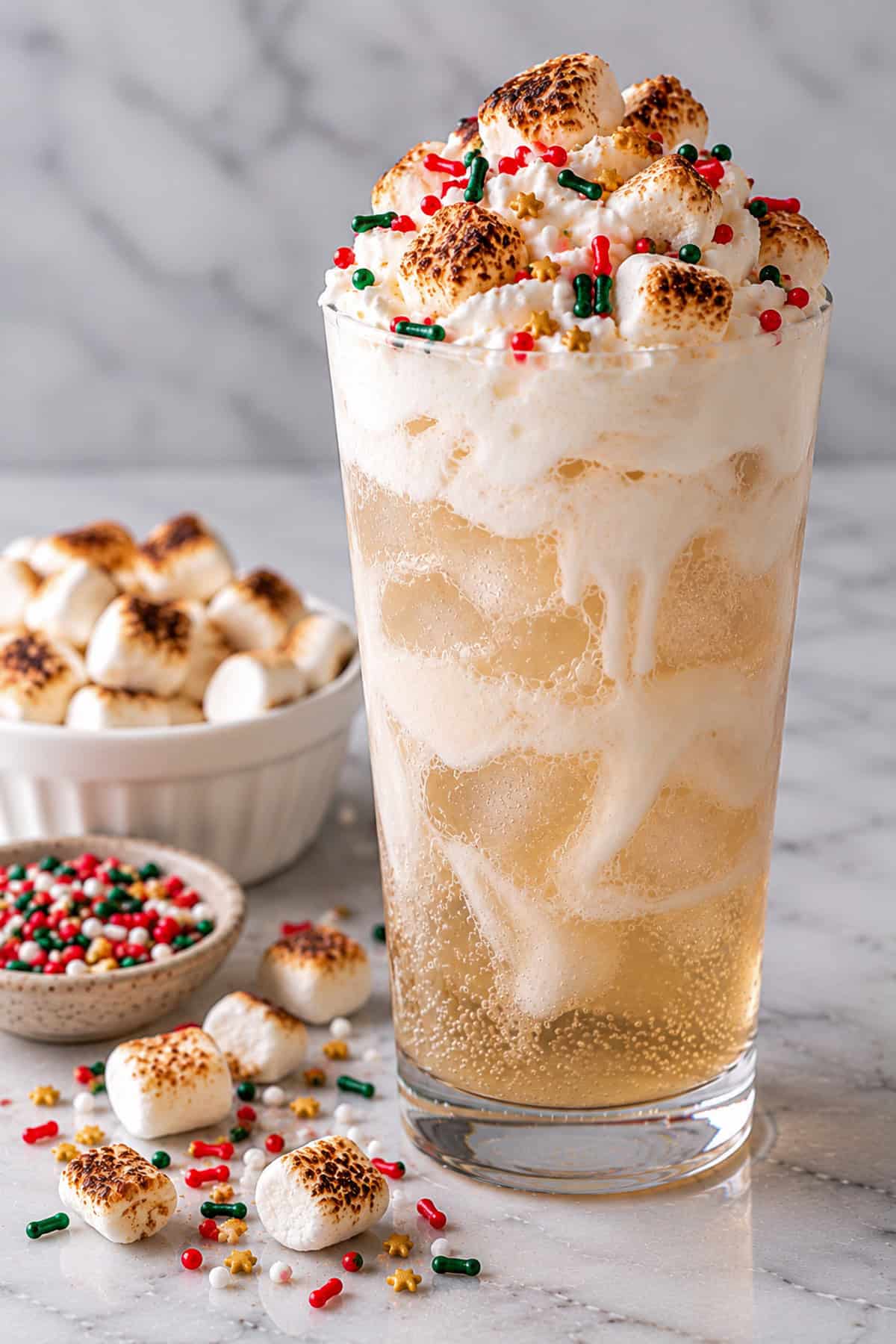 marshmallow dirty soda flavor for christmas with marshmallow cream