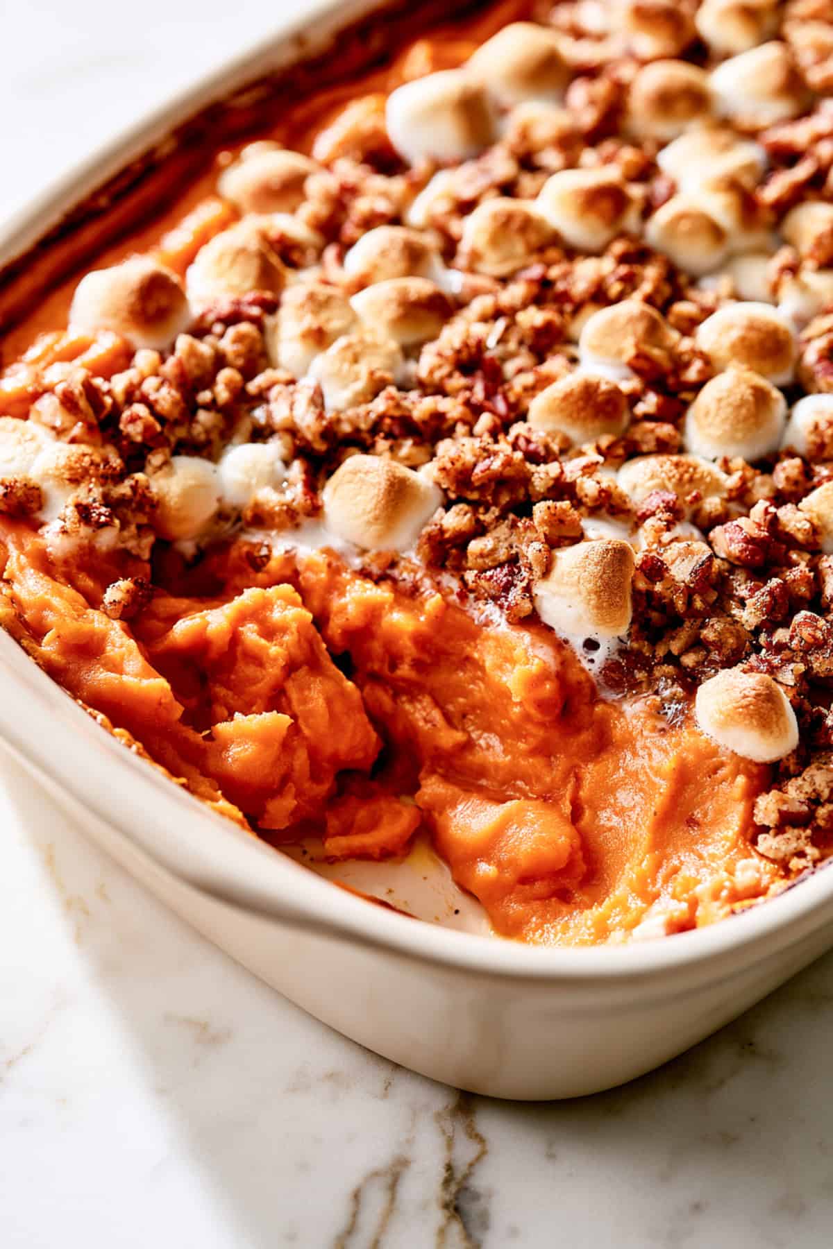 sweet potato casserole with marshmallows and canned sweet potatoes