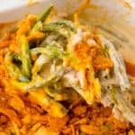 easy green bean casserole with a spoonful